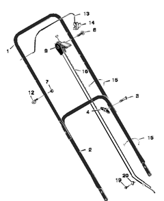 Handle Assembly Diagram and Parts List for 20505X62A 1997 Briggs and Stratton Lawn Mower